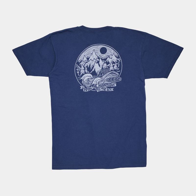 Buy Keen Mountains To Sea' Mens T-Shirts Navy (4687-JGZEX)